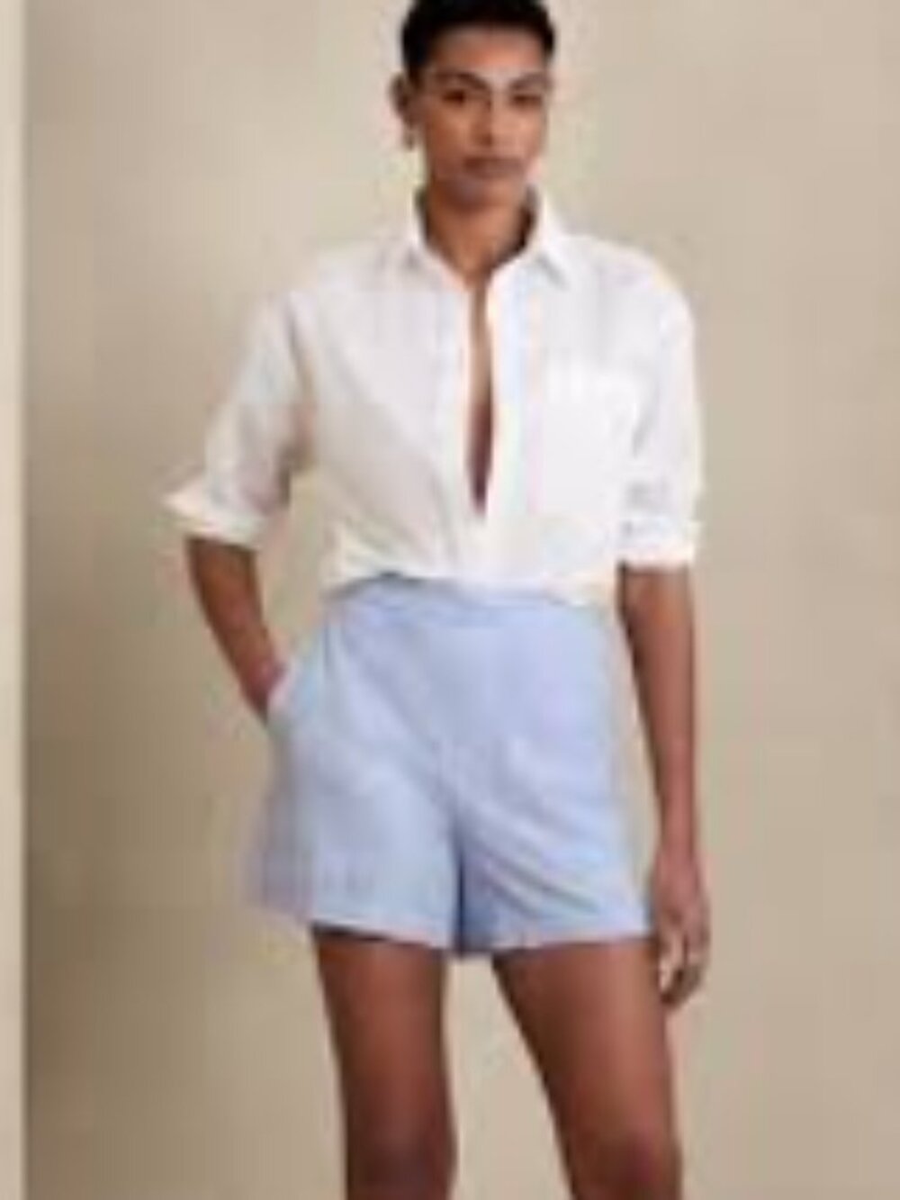 Banana Republic Factory Linen-Blend Pull-On Short - Antique Blue - XL